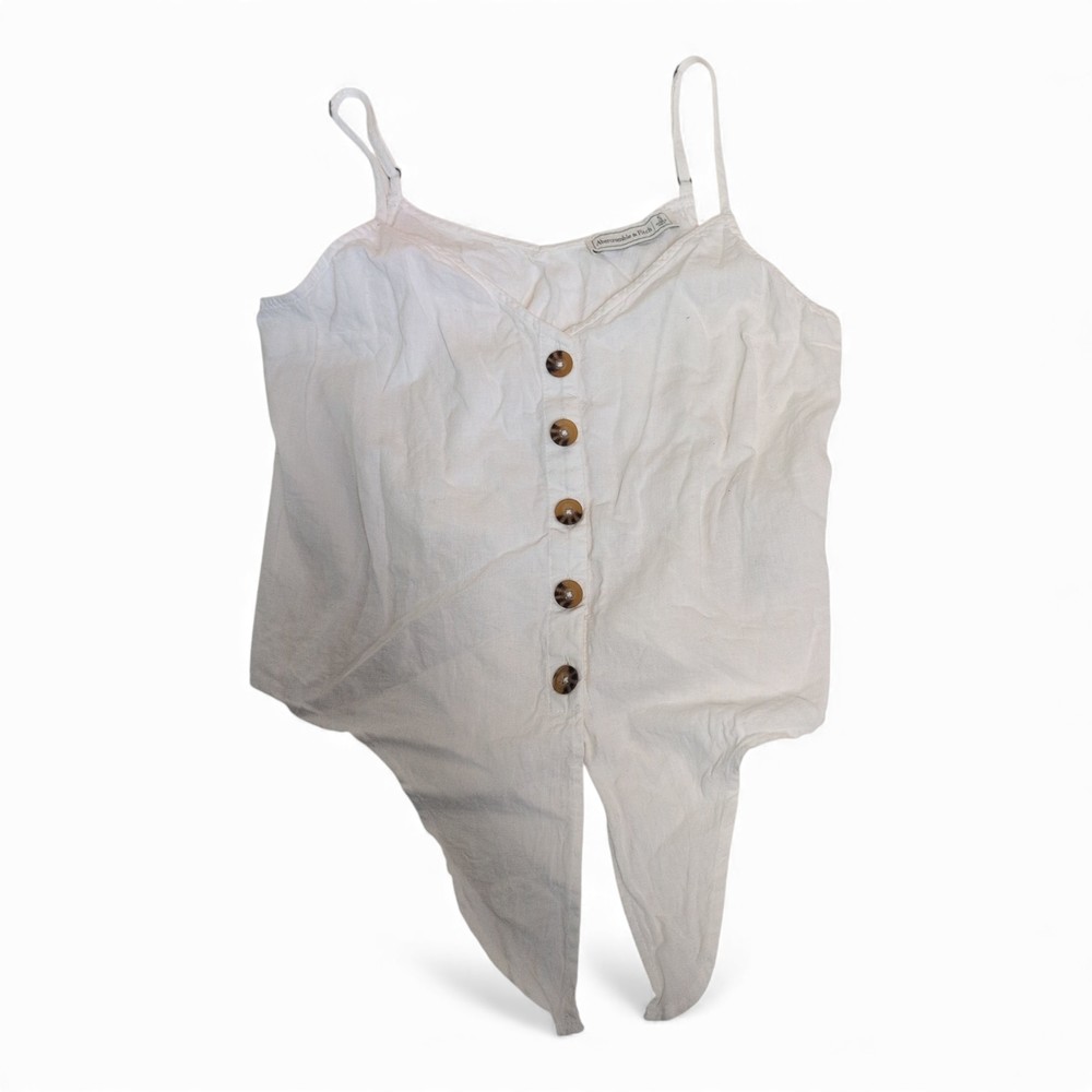 Abercrombie &‎ Fitch White Button-Front Bodysuit Cami - S